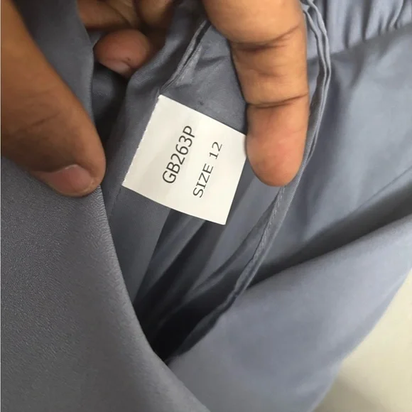 NWOT Amsale Bridesmaid Dress Blue Maxi Dorothy GB263P Draped one-shoulder 12 - Picture 6 of 10